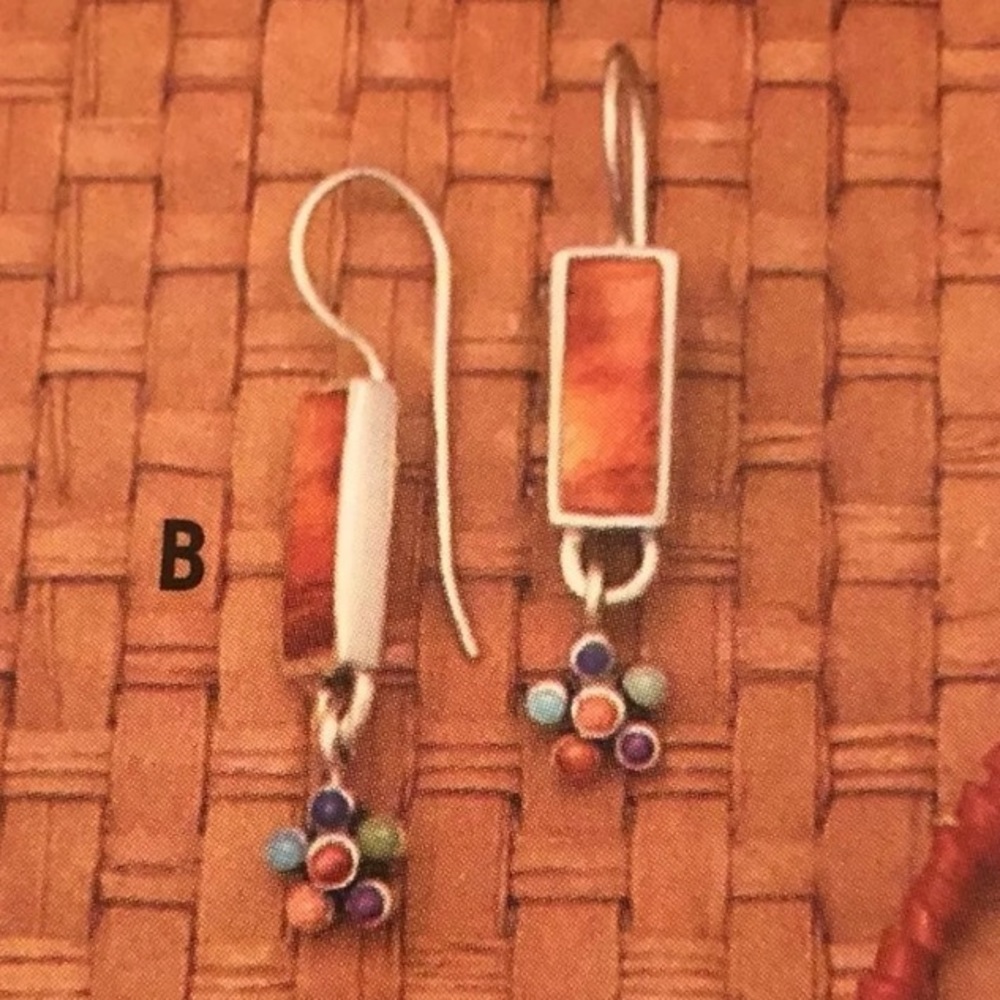 Vintage Silpada Sterling Silver Multi-Color Natural Stone Flower Earrings W1259 - Picture 2 of 16